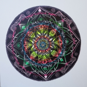 Rainbow Dance, mixed media on canvas, 70 x 70 cm, 2016