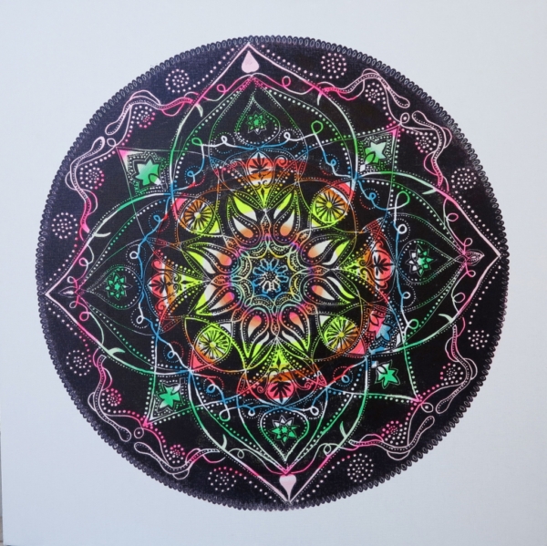 Tęczowy Taniec, tech. mieszana na płótnie, 70 x 70 cm, 2016