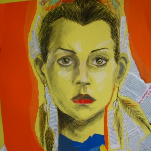 Heart, pastel, collage, 50 x 70 cm, 2012