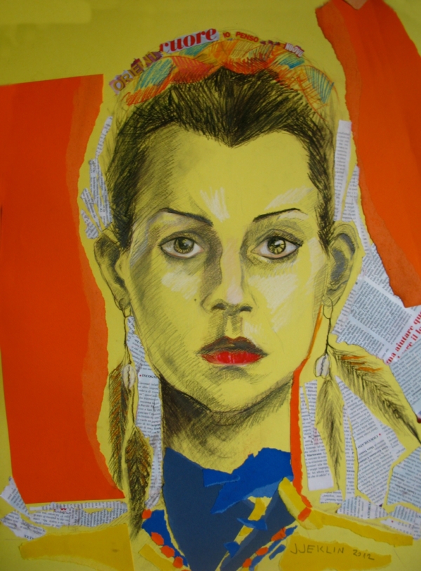 Serce, pastela, kolaż, 50 x 70 cm, 2012