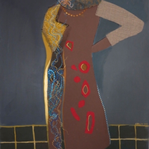 Nefertiti, acrylic, collage on canvas, 60 x 80 cm, 2014