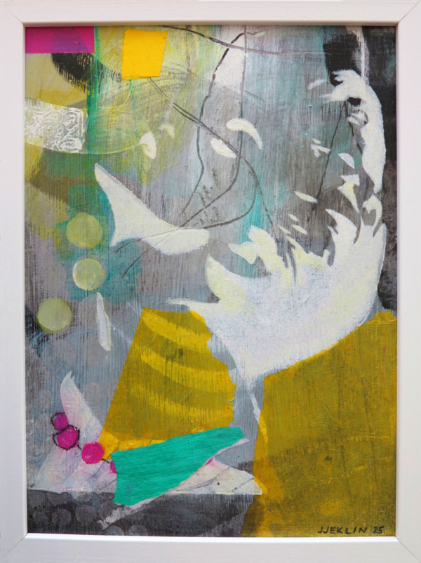 Cieszyć się Życiem, akryl, kolaż na desce, 21 x 30 cm, 2025