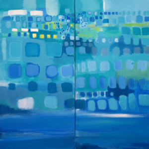 Greckie Wakacje, akryl na płótnie, 100 x 100 cm, 2022