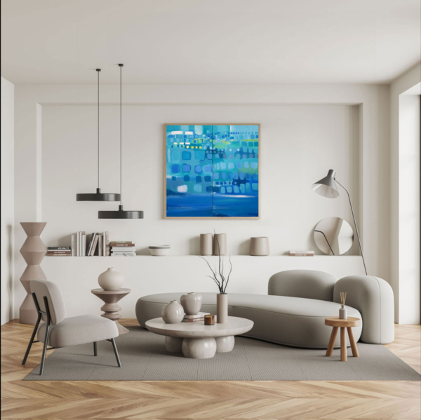 Greckie Wakacje, akryl na płótnie, 100 x 100 cm, 2022 - obrazek 2