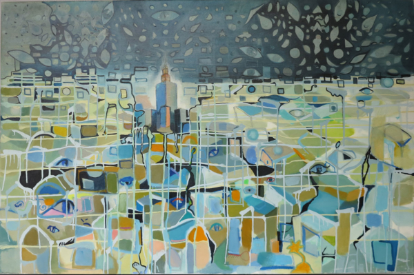 Warszawa, olej na płótnie, 100 x 150 cm, 2015