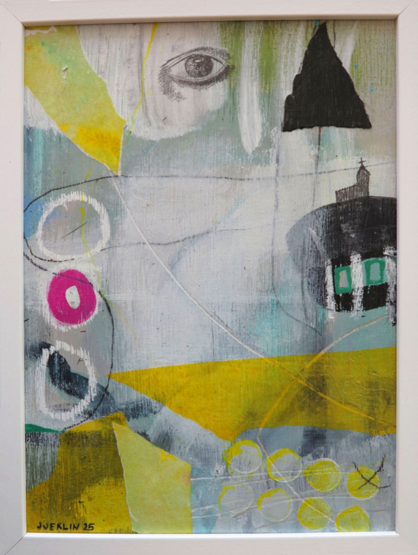 Zachowaj Wiarę, akryl, kolaż na desce, 21 x 30 cm, 2025
