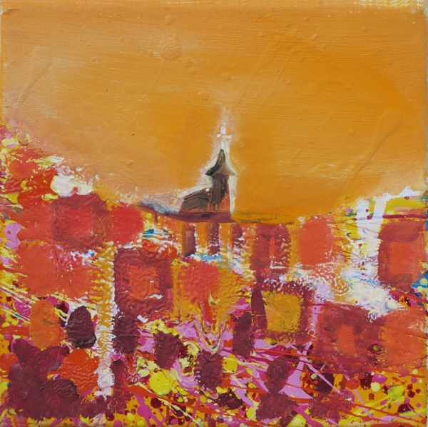 Kościół, olej na płótnie, 20 x 20 cm, 2014