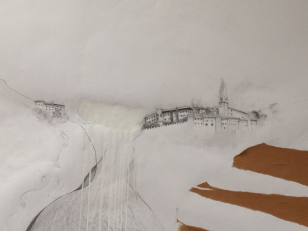 Nr.12, ołówek, kolaż, 200 x 180 cm, 2017
