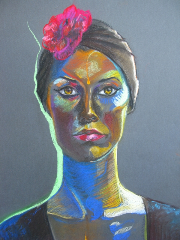 Portret z Różą, pastela na papierze, 50 x 70 cm, 2013