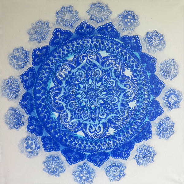 The Universe II, mixed media on canvas, 58 x 58 cm, 2017