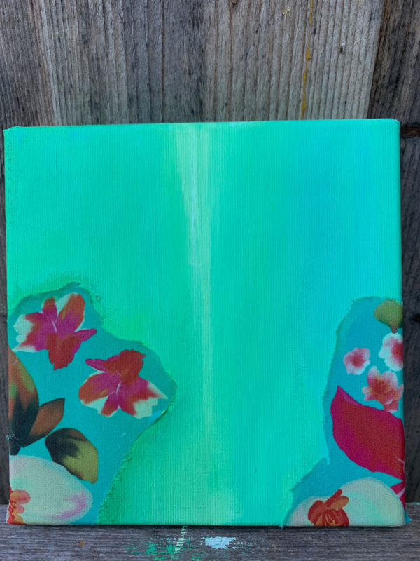 Miłość, kolaż, akryl na płótnie 20 x 20 cm, 2023