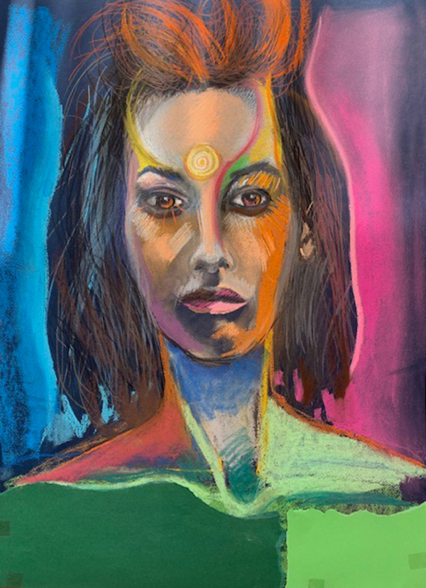 Trzecie Oko 2, pastela na papierze, 50 x 70 cm, 2018