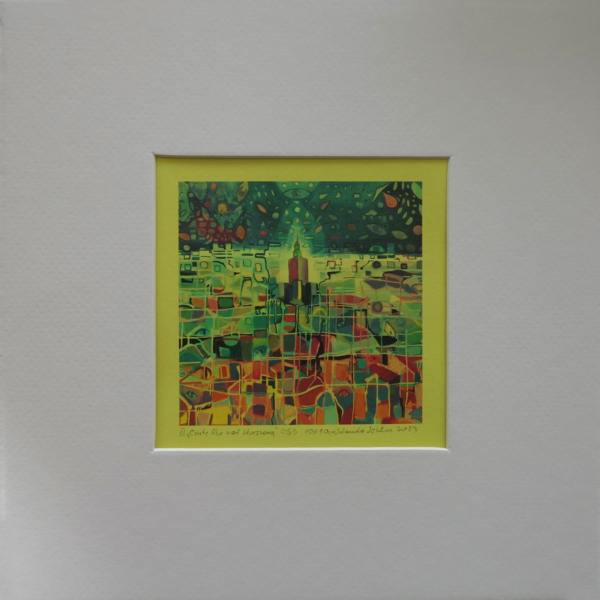 Czułe Oko nad Warszawą V,  CGD technika, grafika komputerowa, 10 x 10 cm, 2023