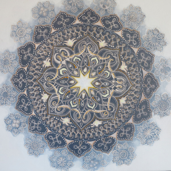 Wszechświat II, tech. mieszana na płótnie, 58 x 58 cm, 2018