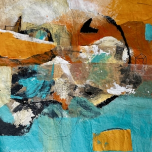 Sea of Possibilities,  acrylic and collage on paper, 29 × 39 cm, 2025