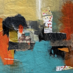 A sea of joy, acrylic, collage on paper, 39 x 29 cm, 2025