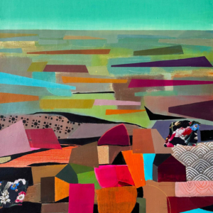 Fragment Topografii, akryl na płótnie, tkanina, 100 x 70 cm, 2025