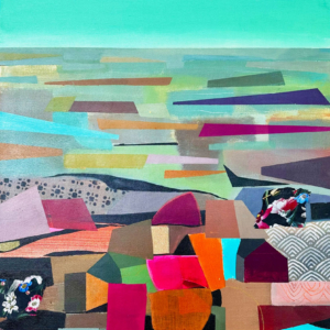 Fragment Topografii, akryl na płótnie, tkanina, 100 x 70 cm, 2025